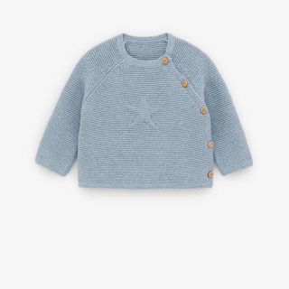 ザラキッズ(ZARA KIDS)のZARA ケーブルニットセーター　ブルー　6-9m(ニット/セーター)