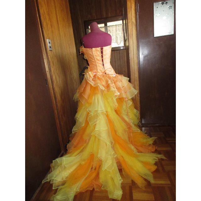 【送料無料】 ウエディングドレス　カクテル　高級ホテル内のブライダルのレンタル衣装　オレンジ2 ウェディングドレス