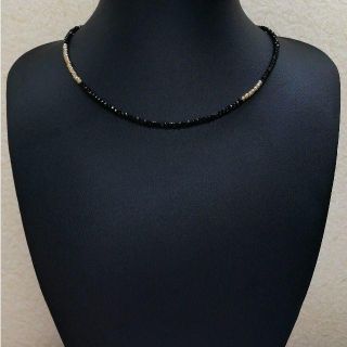 【3mm】ブラックスピネル＆K18　ネックレス　18金　sjx好きに