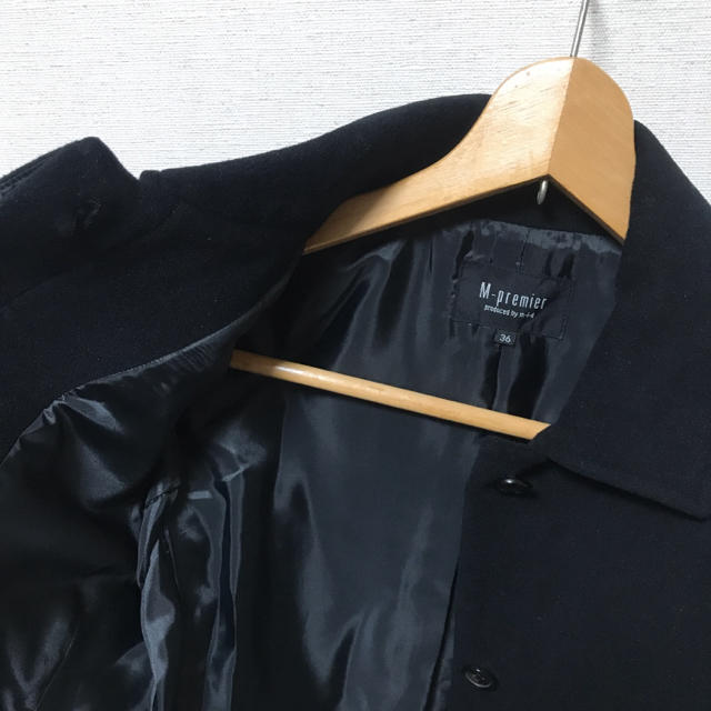 M-premier(エムプルミエ)の美品　エムプルミエ M-PREMIER コート サイズ36 S  黒 冬物 レディースのジャケット/アウター(ロングコート)の商品写真
