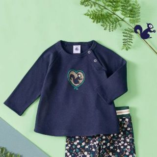 プチバトー(PETIT BATEAU)のlemontea様専用 プチバトー 24m プリント長袖Ｔシャツ ネイビー りす(Ｔシャツ)