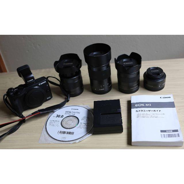 Canon - Canon ミラーレス一眼カメラ EOS M3　レンズ４本、バッテリーパック他付