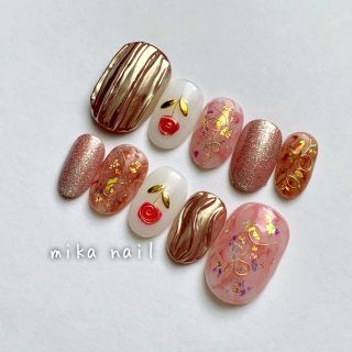 ニュアンスネイル ワイヤーフラワーネイル 薔薇