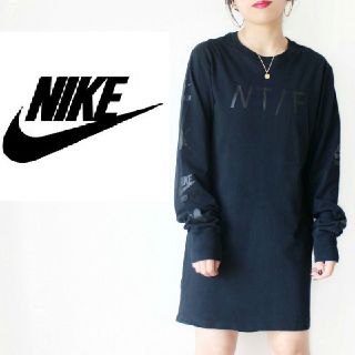 ナイキ(NIKE)の【激かわ♡】ゆるサイズ　NIKE　袖ロゴ　スウォッシュ ロゴ　ロンT　ワンピース(ミニワンピース)