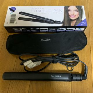 SALONIA ダブルイオン ストレートアイロン ブラック Max230°C(ヘアアイロン)