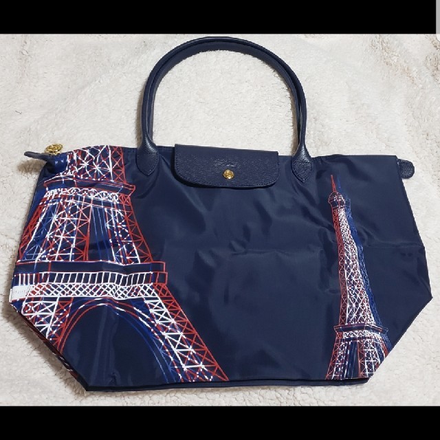 希少　限定品　Longchamp ロンシャン トートバッグ  刺繍 エッフェル塔