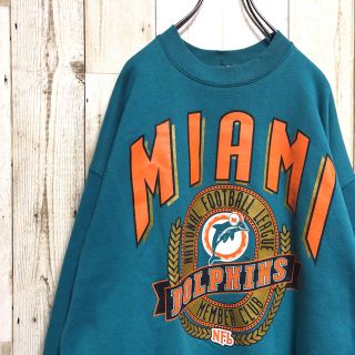 USA 90s アメリカ製 NFL スウェット XL 古着 マイアミドルフィンズ(スウェット)