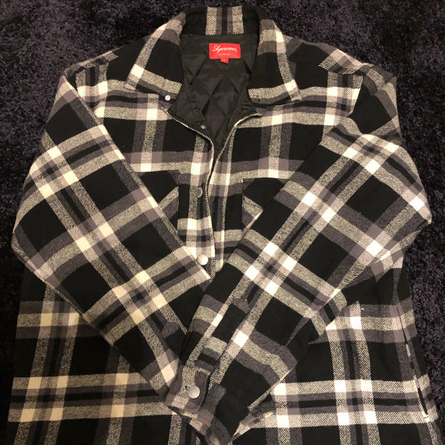 supreme quilted  arc logo flannel shirt