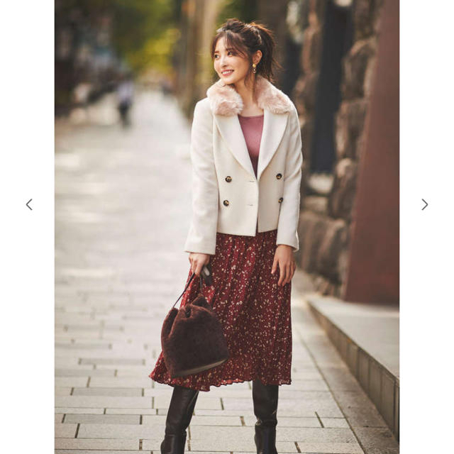 ショッピング 19 AW CanCam 11月号掲載エコファー 襟付き Pコート ...