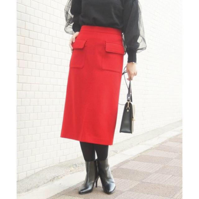 Spick & Span(スピックアンドスパン)のスピックアンドスパン 赤♡タイトスカート レディースのスカート(ひざ丈スカート)の商品写真