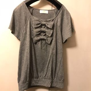 ダブルクローゼット(w closet)のグレー リボン カットソー ★(カットソー(半袖/袖なし))