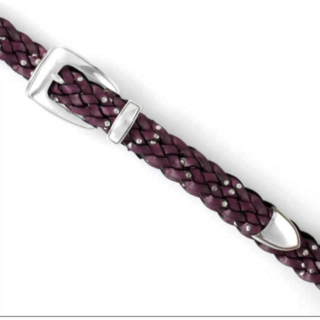 ベルト メンズ 本革 編みベルト レザー  イタリア製 　紫　100cm