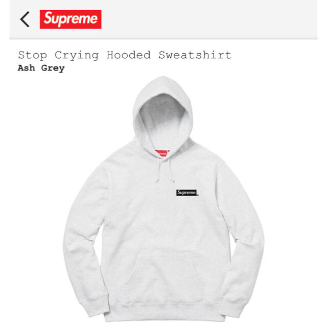 トップスSupreme Stop crying hooded sweatshirt