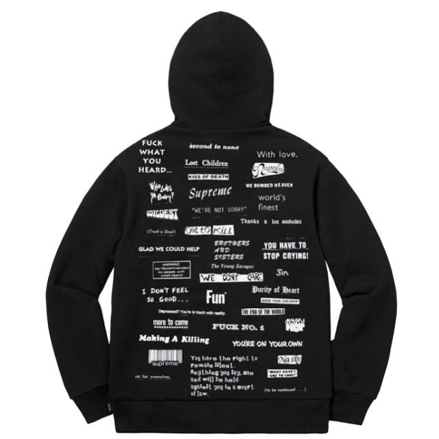 Supreme(シュプリーム)のSupreme  Stop Crying Hooded  Black  Sサイズ メンズのトップス(パーカー)の商品写真