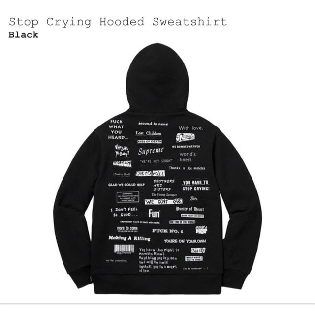 XL / Stop Crying Hooded Sweatshirt Black