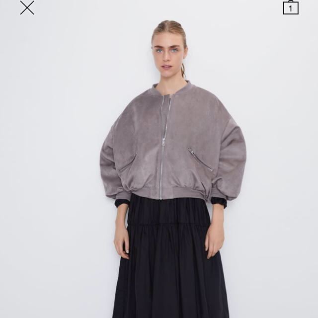 ZARA(ザラ)のZARA ザラ　スエードボンバージャケット　セメント レディースのジャケット/アウター(ブルゾン)の商品写真