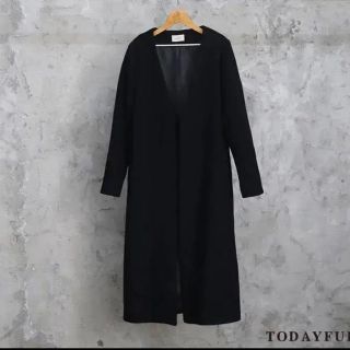 トゥデイフル(TODAYFUL)のtodayful melton long coat 36サイズ　BLACK(ロングコート)