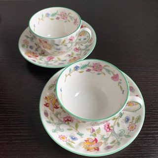 ミントン(MINTON)のbone china ミントン　ハドンホール　2客セット　カップ＆ソーサー(食器)