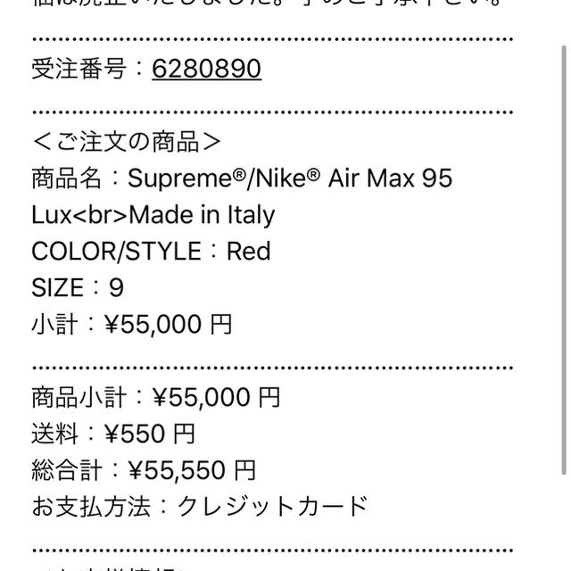 Supreme(シュプリーム)のsupreme air max 95 27cm シュプリーム エアマックス メンズの靴/シューズ(スニーカー)の商品写真