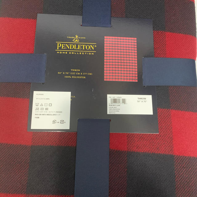 PENDLETON(ペンドルトン)の新品　PENDLETON ペンドルトン 膝掛け チェック 赤 黒  ブランケット インテリア/住まい/日用品の寝具(毛布)の商品写真