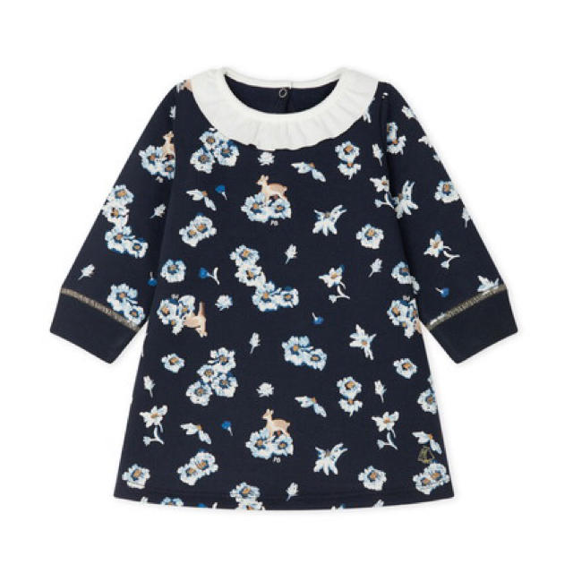 PETIT BATEAU(プチバトー)のtipe様専用♡36m プチバトー スウェットプリントワンピース_NV キッズ/ベビー/マタニティのキッズ服女の子用(90cm~)(ワンピース)の商品写真