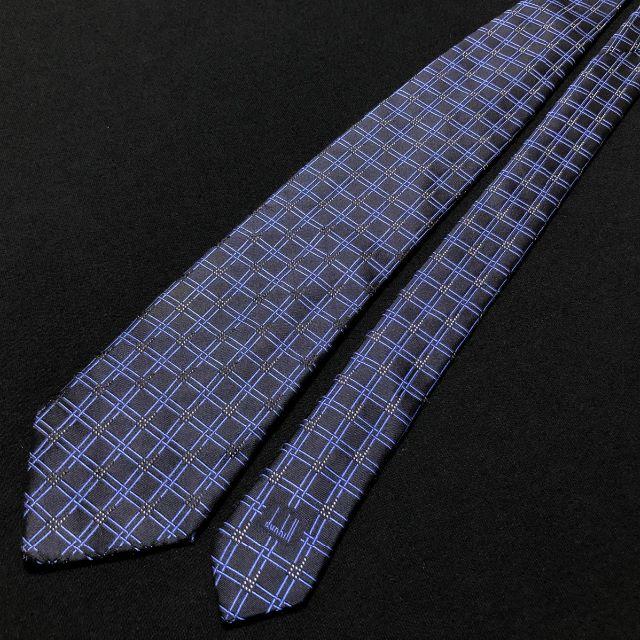 Dunhill(ダンヒル)のダンヒル チェック ネイビー＆ブルー ネクタイ A101-H16 メンズのファッション小物(ネクタイ)の商品写真