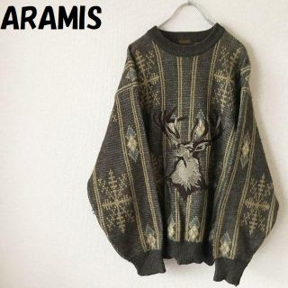 ARAMIS アラミス ヴィンテージ ロゴ V字 春ニット セーター ホワイト