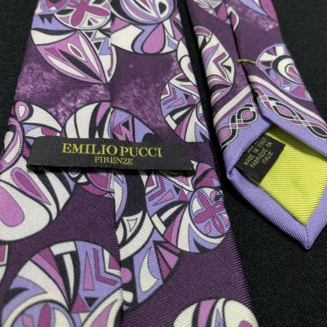 EMILIO PUCCI(エミリオプッチ)のエミリオプッチ 全面ロゴデザイン パープル ネクタイ 試着程度A101-H19 メンズのファッション小物(ネクタイ)の商品写真
