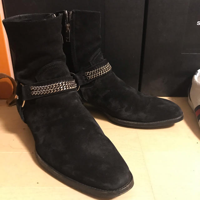 Saint Laurent - saint Laurent parisチェーンリングブーツ スエード42