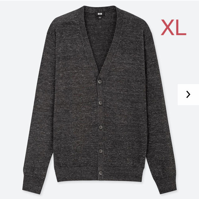 UNIQLO(ユニクロ)のユニクロ MEN リネンブレンドVネックカーディガン XL／ダークグレー 新品！ メンズのトップス(カーディガン)の商品写真