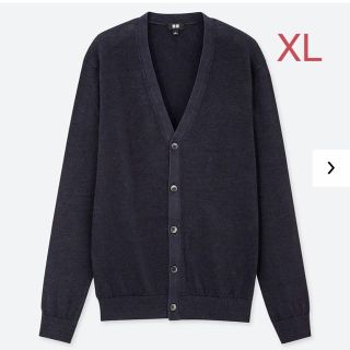 ユニクロ(UNIQLO)のユニクロ MEN リネンブレンドVネックカーディガン XLサイズ／ネイビー新品！(カーディガン)