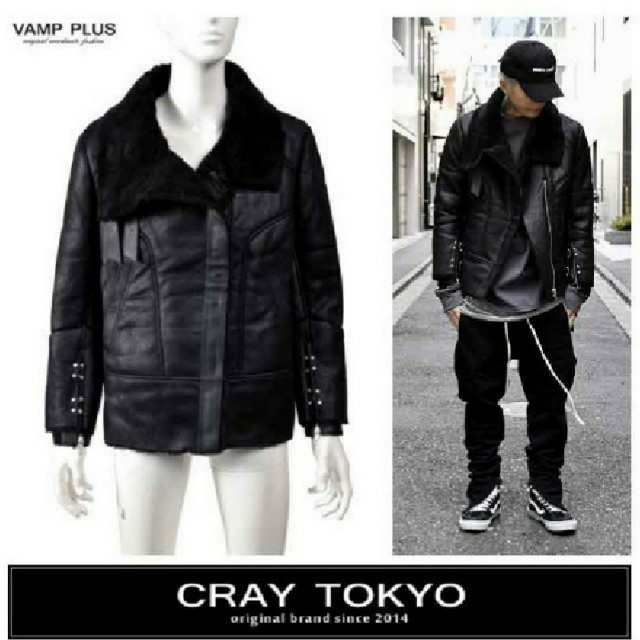 新品 CRAY TOKYO/ ムートン ジャケット ボア ライダース