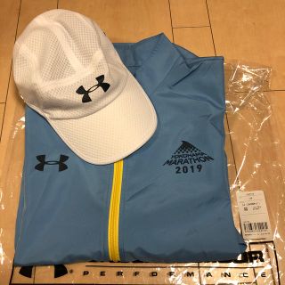 アンダーアーマー(UNDER ARMOUR)の横浜マラソン2019 ウインドブレーカーとキャップ(ウェア)