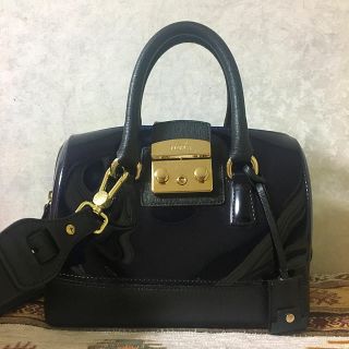 フルラ(Furla)の美品 FURLA ミニボストン ネイビー (ボストンバッグ)