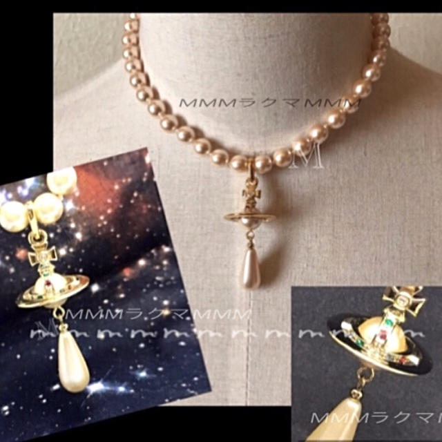 Vivienne Westwood(ヴィヴィアンウエストウッド)のヴィヴィアン／パールドロップチョーカー／ネックレス レディースのアクセサリー(ネックレス)の商品写真