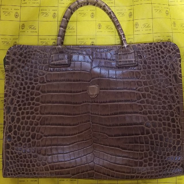 極美品】Felisi フェリージ ブリーフケース 型押し ブラック-