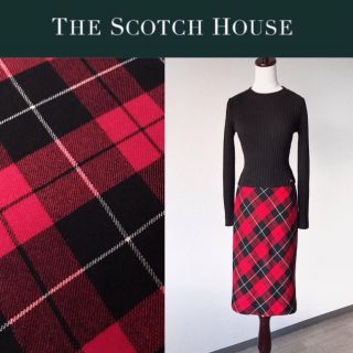 ザスコッチハウス(THE SCOTCH HOUSE)の極美品 スコッチハウス ウールチェック柄スカート  三陽商会(ひざ丈スカート)