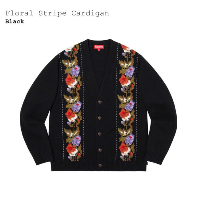 専用　Floral Stripe Cardigan Black Large