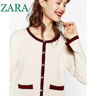 ザラ(ZARA)のsale!新品タグ付☆ZARAザラ☆GUC○I風パイピングカーディガン(ニット/セーター)