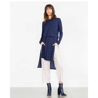 ザラ　ZARA  ニットチュニックワンピース　コットン\u0026ニットツートン