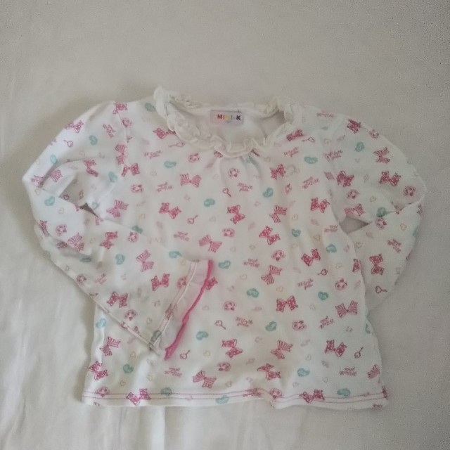 MINI-K(ミニケー)のMINI-Ｋ 白カットソー(120) キッズ/ベビー/マタニティのキッズ服女の子用(90cm~)(Tシャツ/カットソー)の商品写真