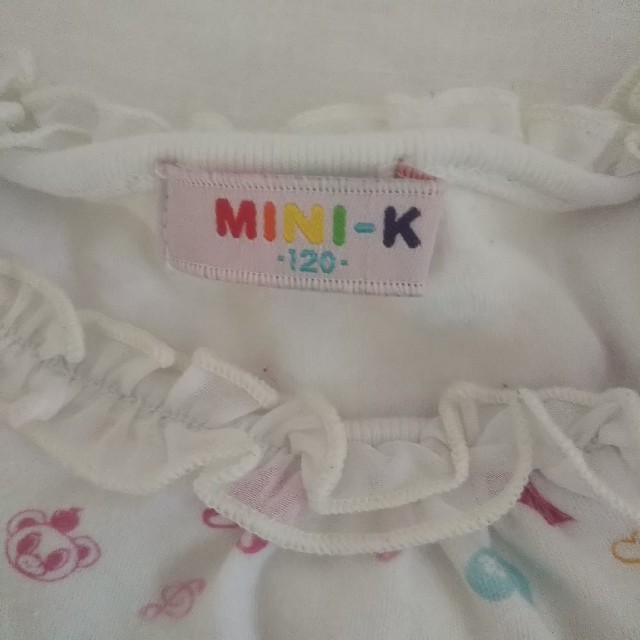 MINI-K(ミニケー)のMINI-Ｋ 白カットソー(120) キッズ/ベビー/マタニティのキッズ服女の子用(90cm~)(Tシャツ/カットソー)の商品写真