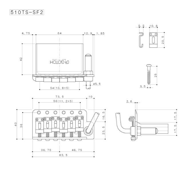 GOTOH/510TS-SF2 Chromeギター用トレモロユニット一式