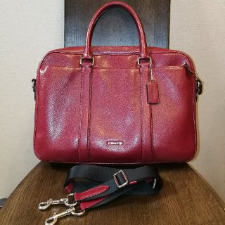 コーチ(COACH)の【希少】　COACH　コーチ　本革　レザー　ブリーフケース　ワインレッド(ビジネスバッグ)