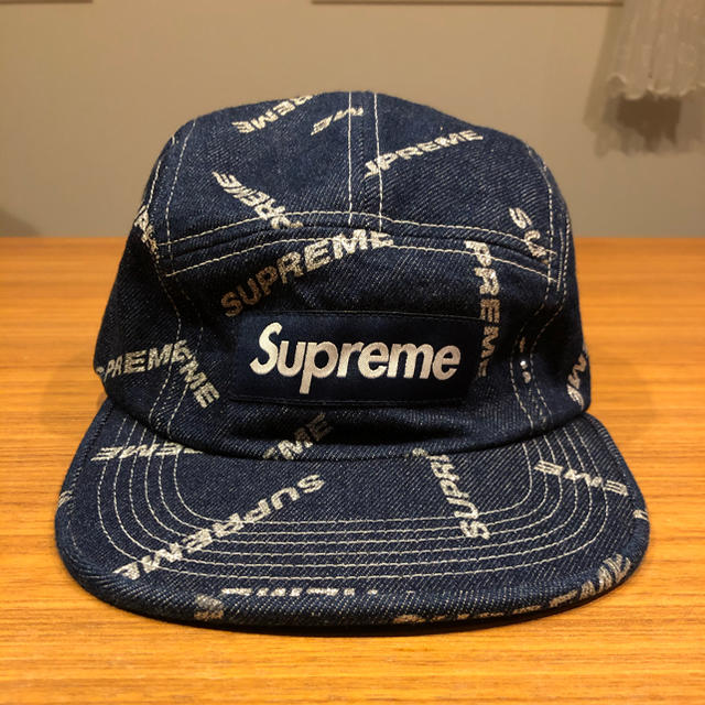 【美品】Supreme 2017 Denim Logo Camp CapBlueltポイントgt