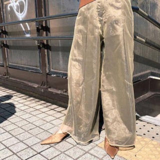 Ameri VINTAGE(アメリヴィンテージ)のAmeri VINTAGE SHEER SHINY PANTS レディースのパンツ(カジュアルパンツ)の商品写真