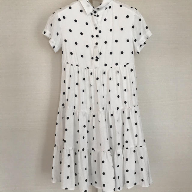 ZARA KIDS(ザラキッズ)のZARAキッズドットシャツワンピース130MadeInMorocco キッズ/ベビー/マタニティのキッズ服女の子用(90cm~)(ワンピース)の商品写真