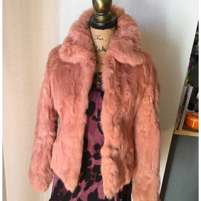 特売 Lily ラビットファーブルゾン　コーラルピンク色  - Brown 毛皮+ファーコート