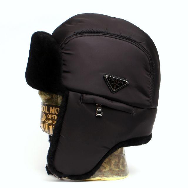 PRADA(プラダ)のPRADA シープスキン(ムートン)ナイロン シアリング ハット メンズの帽子(ハット)の商品写真