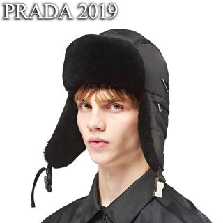 プラダ(PRADA)のPRADA シープスキン(ムートン)ナイロン シアリング ハット(ハット)